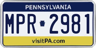 PA license plate MPR2981