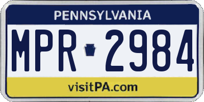PA license plate MPR2984