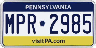 PA license plate MPR2985