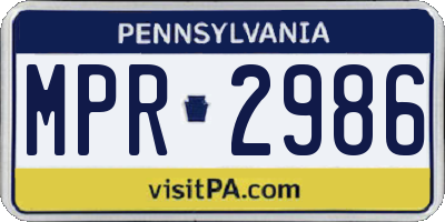 PA license plate MPR2986