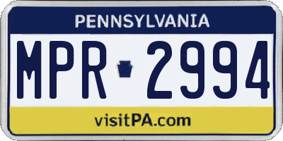 PA license plate MPR2994