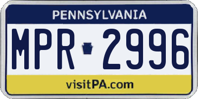 PA license plate MPR2996