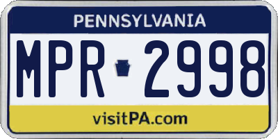PA license plate MPR2998