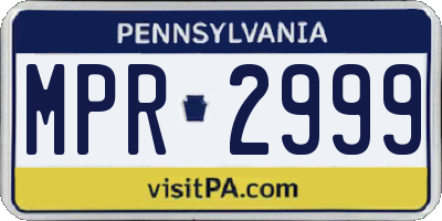 PA license plate MPR2999