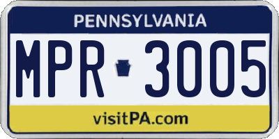 PA license plate MPR3005