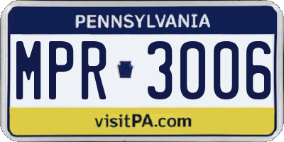 PA license plate MPR3006