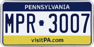 PA license plate MPR3007