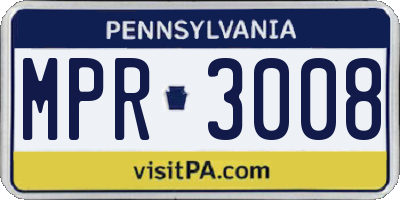 PA license plate MPR3008