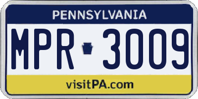 PA license plate MPR3009