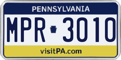 PA license plate MPR3010