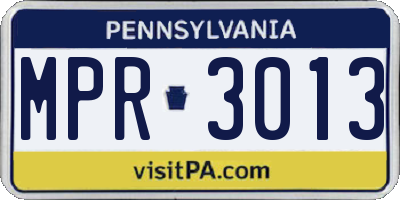 PA license plate MPR3013