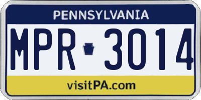 PA license plate MPR3014