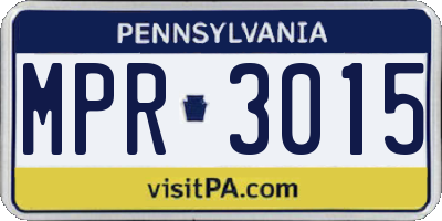 PA license plate MPR3015