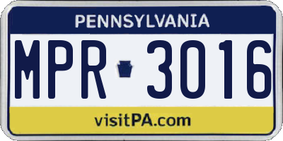 PA license plate MPR3016