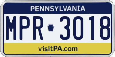PA license plate MPR3018