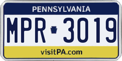 PA license plate MPR3019