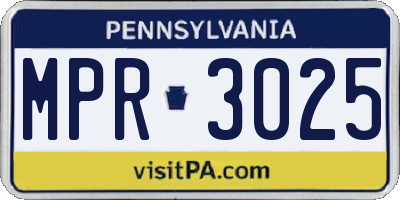 PA license plate MPR3025