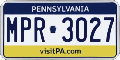 PA license plate MPR3027