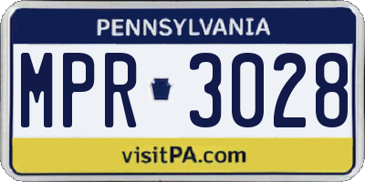 PA license plate MPR3028