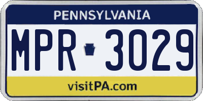 PA license plate MPR3029