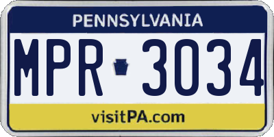 PA license plate MPR3034
