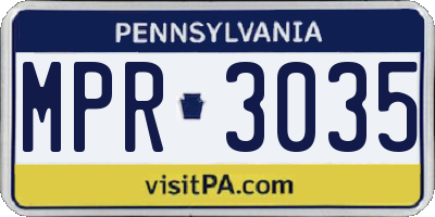 PA license plate MPR3035