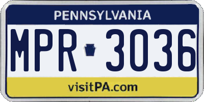 PA license plate MPR3036