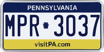 PA license plate MPR3037