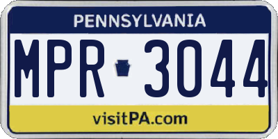 PA license plate MPR3044