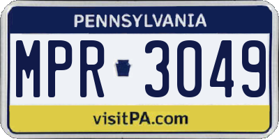 PA license plate MPR3049