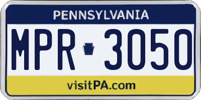 PA license plate MPR3050