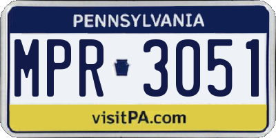 PA license plate MPR3051