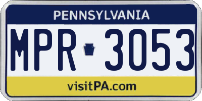 PA license plate MPR3053