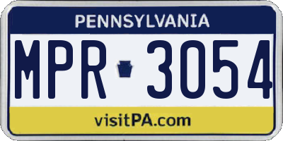 PA license plate MPR3054