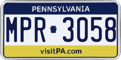 PA license plate MPR3058