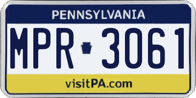 PA license plate MPR3061