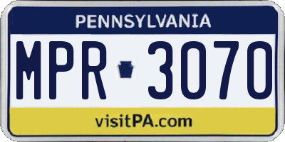 PA license plate MPR3070