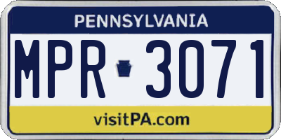 PA license plate MPR3071