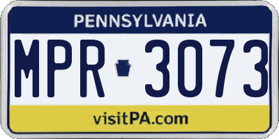 PA license plate MPR3073