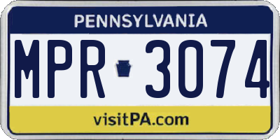 PA license plate MPR3074