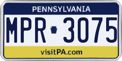 PA license plate MPR3075