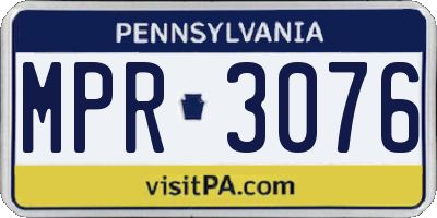 PA license plate MPR3076