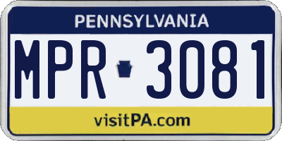PA license plate MPR3081