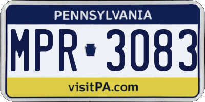 PA license plate MPR3083