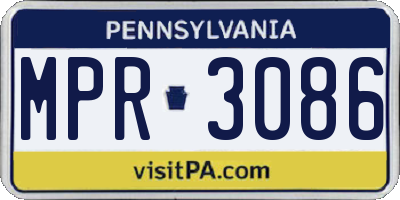PA license plate MPR3086