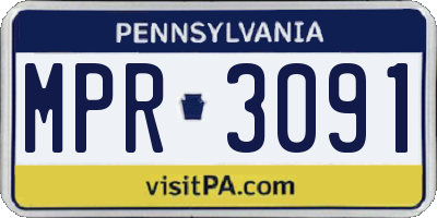 PA license plate MPR3091