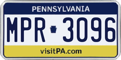 PA license plate MPR3096