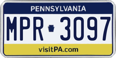 PA license plate MPR3097