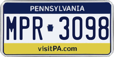PA license plate MPR3098