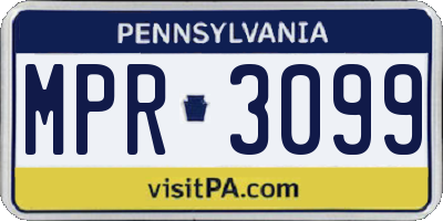 PA license plate MPR3099